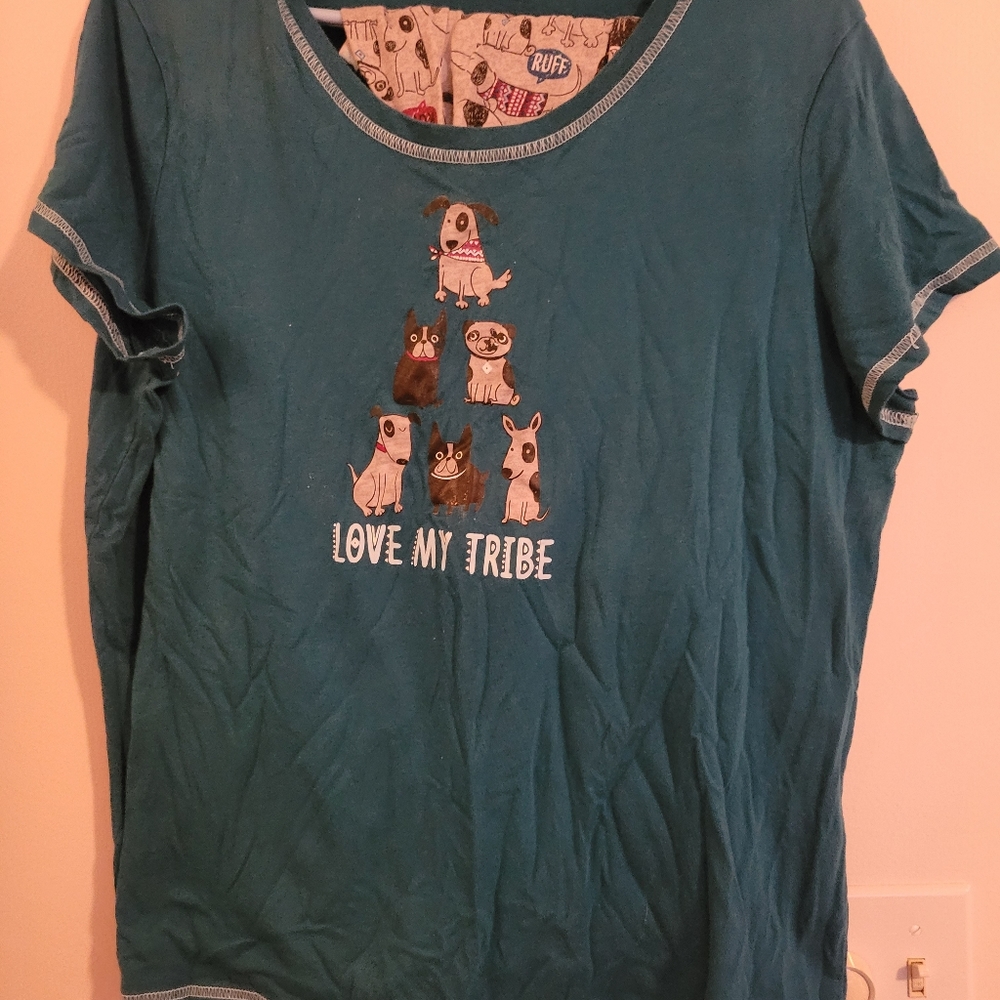Womens Cute Dog capri Pajama set XL 16/18